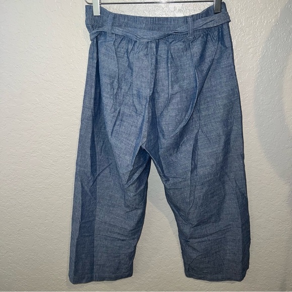 Talbots Denim Color Flowy Cropped Pants W/ Elastic Wais - Picture 3 of 7